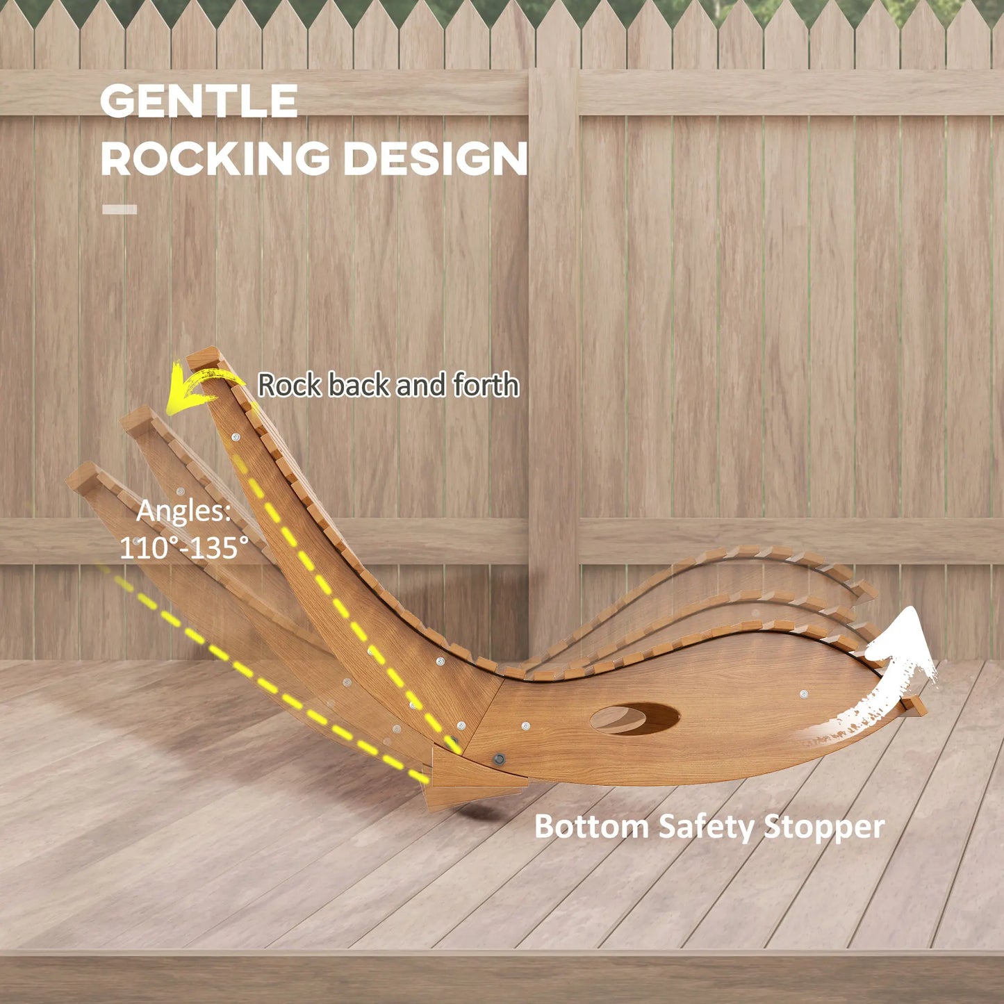 Outsunny Teak Outdoor Rocking Chair With Slatted Seat