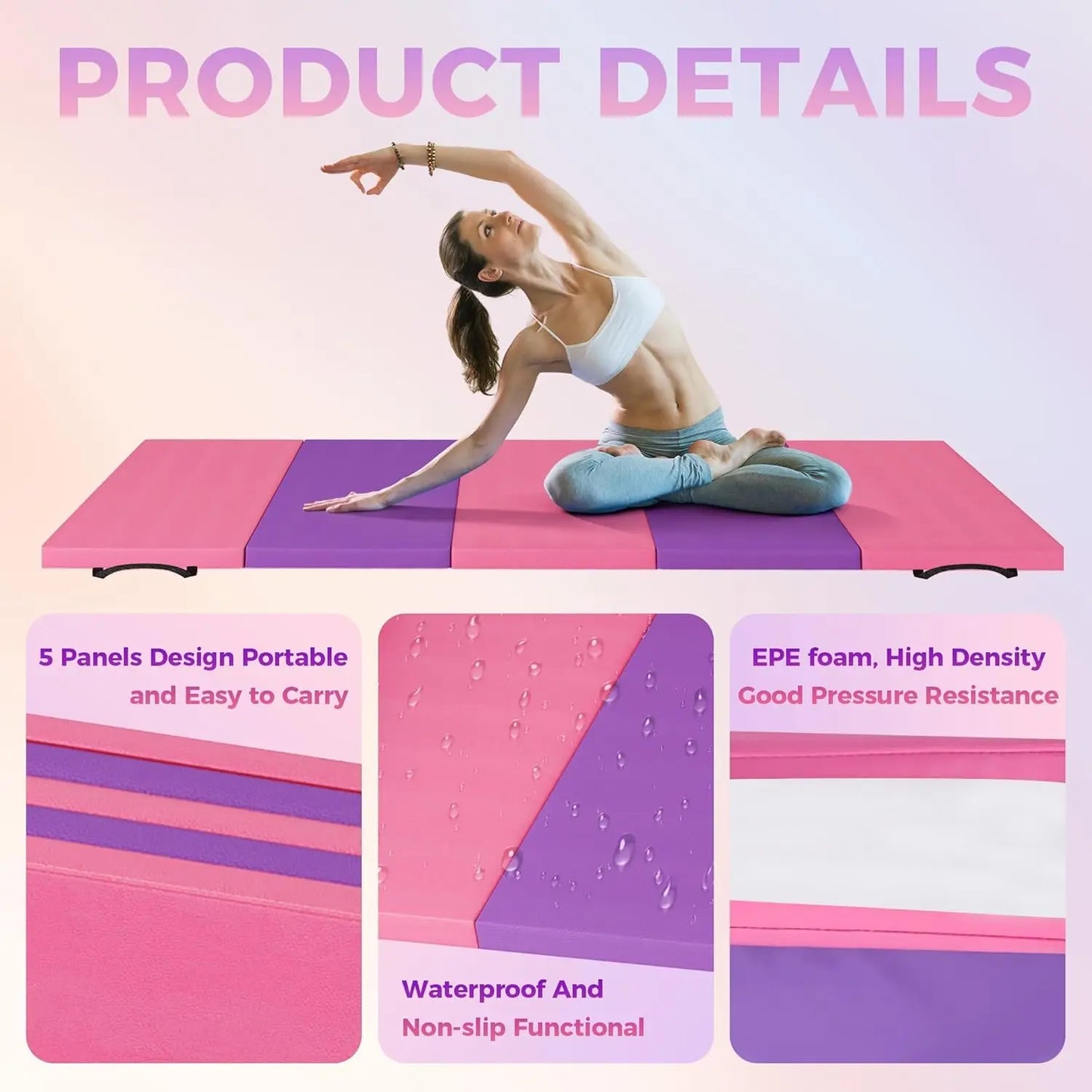 TWISTER.CK Folding Gym Mat Extra Thick High Density Foam Nonslip