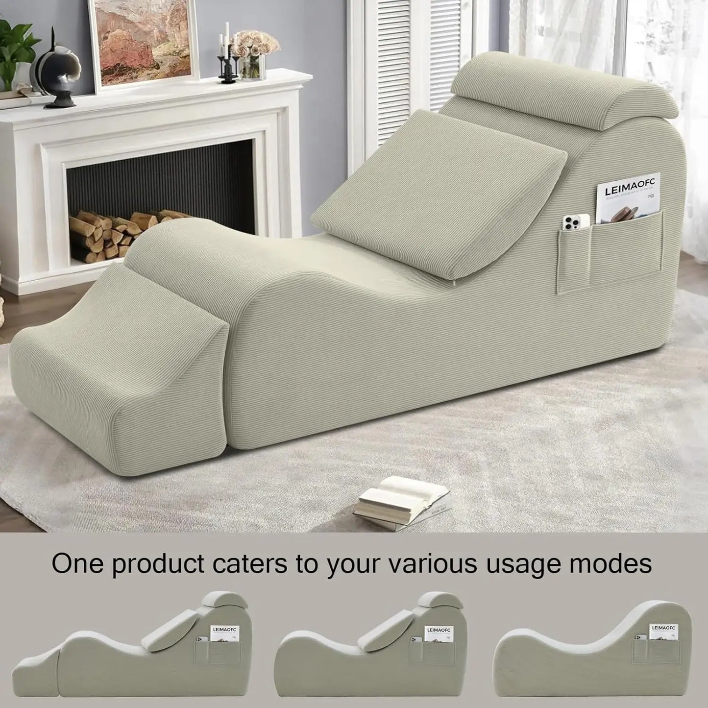 Yoga Chair Lounge For Adults Ergonomic Chaise With Side Pocket