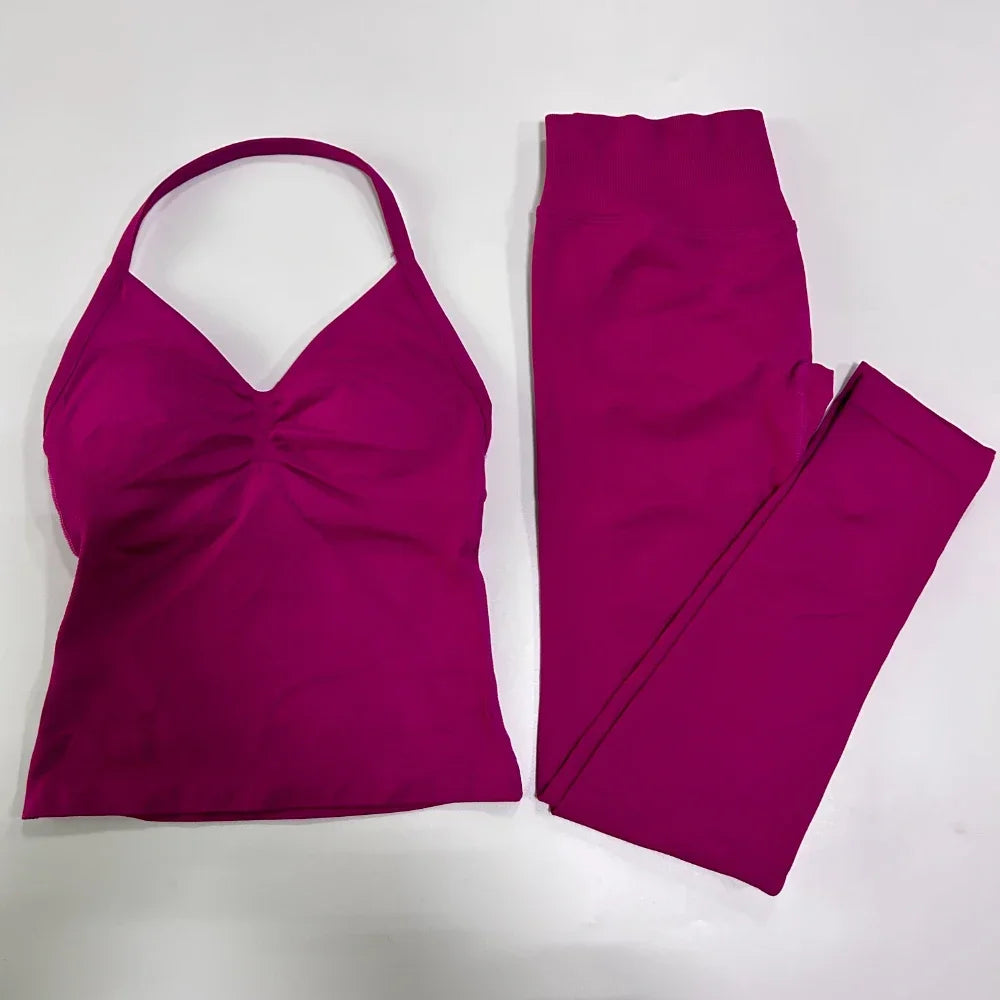 Seamless Gym Set for Women Tank Tops and High Waist Leggings