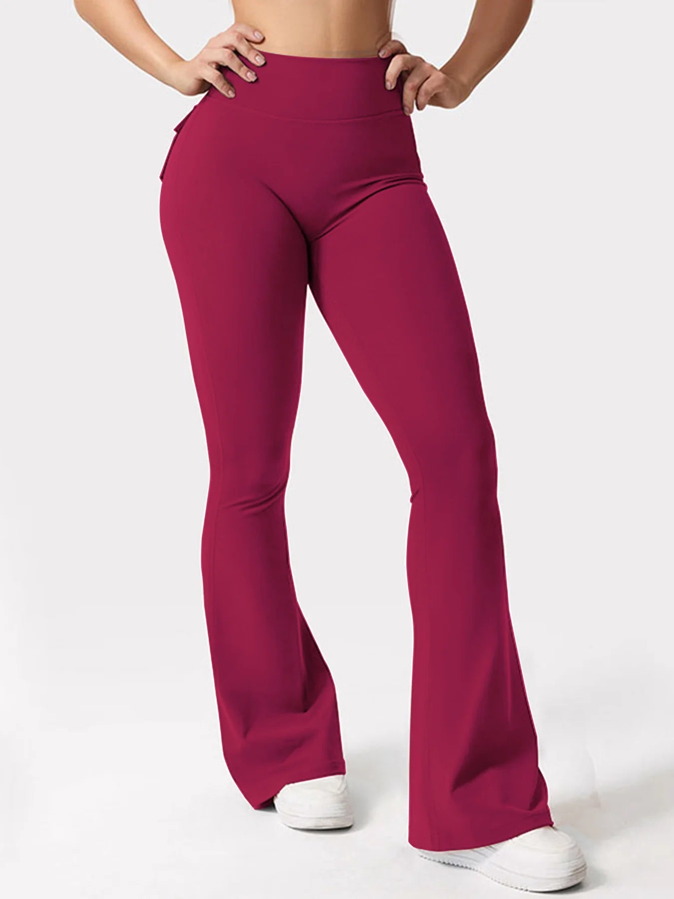 Women's Yoga Flare Trousers High Waisted Tummy Control Pockets