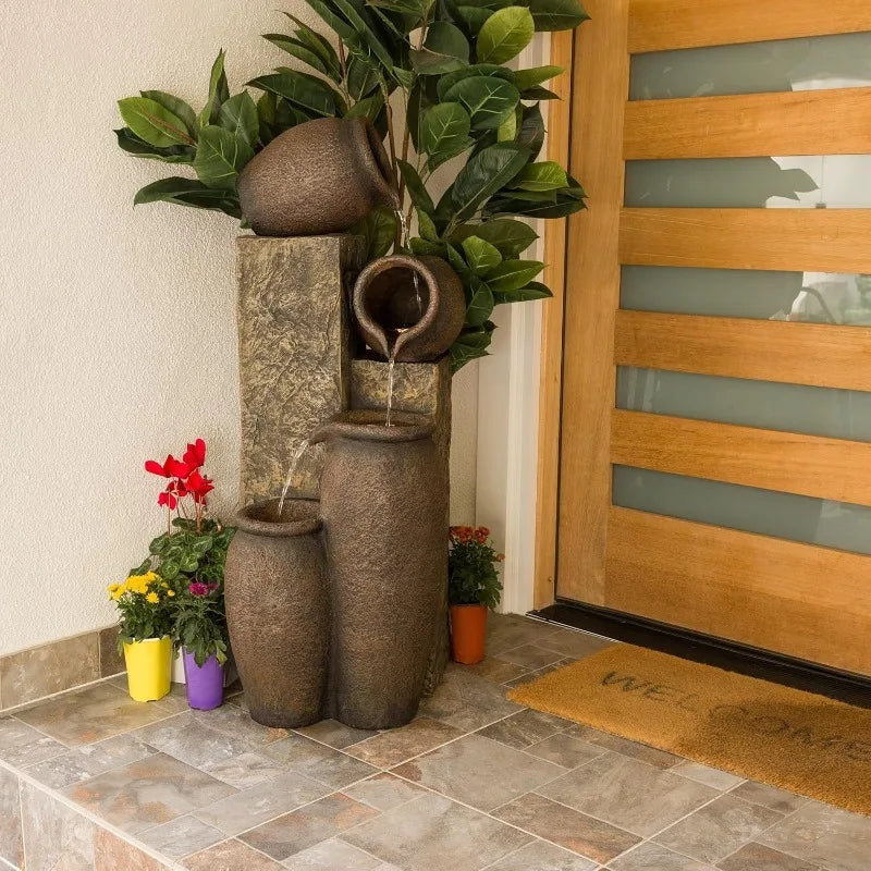 Indoor Outdoor Pottery Fountain With Replaceable LED Lights