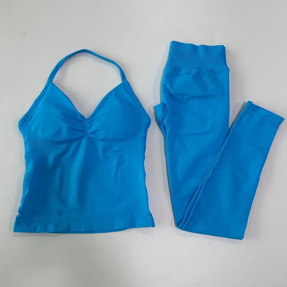 Seamless Gym Set for Women Tank Tops and High Waist Leggings