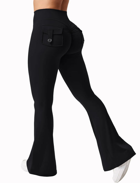 Women's Yoga Flare Trousers High Waisted Tummy Control Pockets