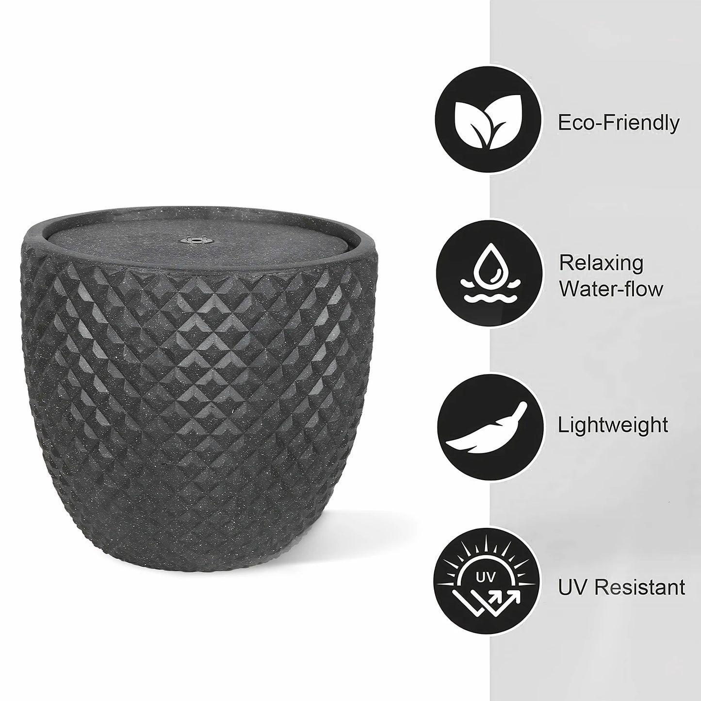 Solar Water Fountain Garden Freestanding With LED Lights