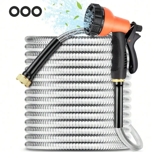 Stainless Steel Garden Hose With Heavy Duty Spray Nozzle