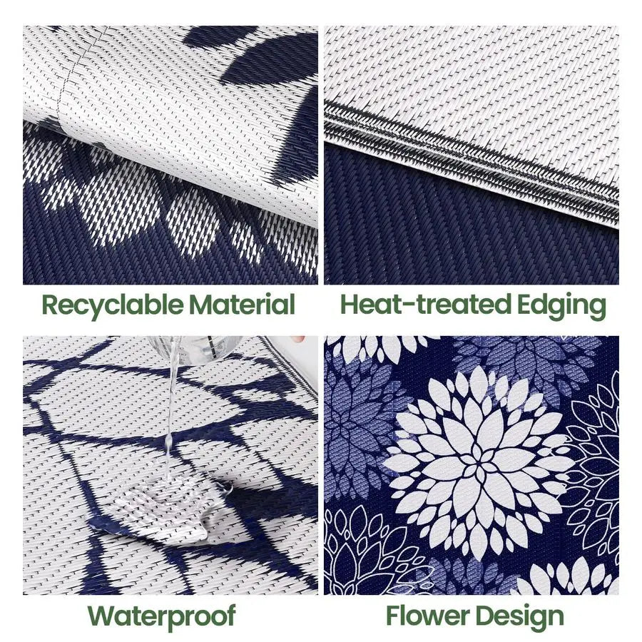 Outdoor Waterproof Plastic Straw Rug Reversible Patio Mat