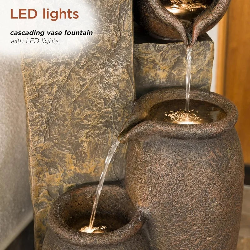 Indoor Outdoor Pottery Fountain With Replaceable LED Lights