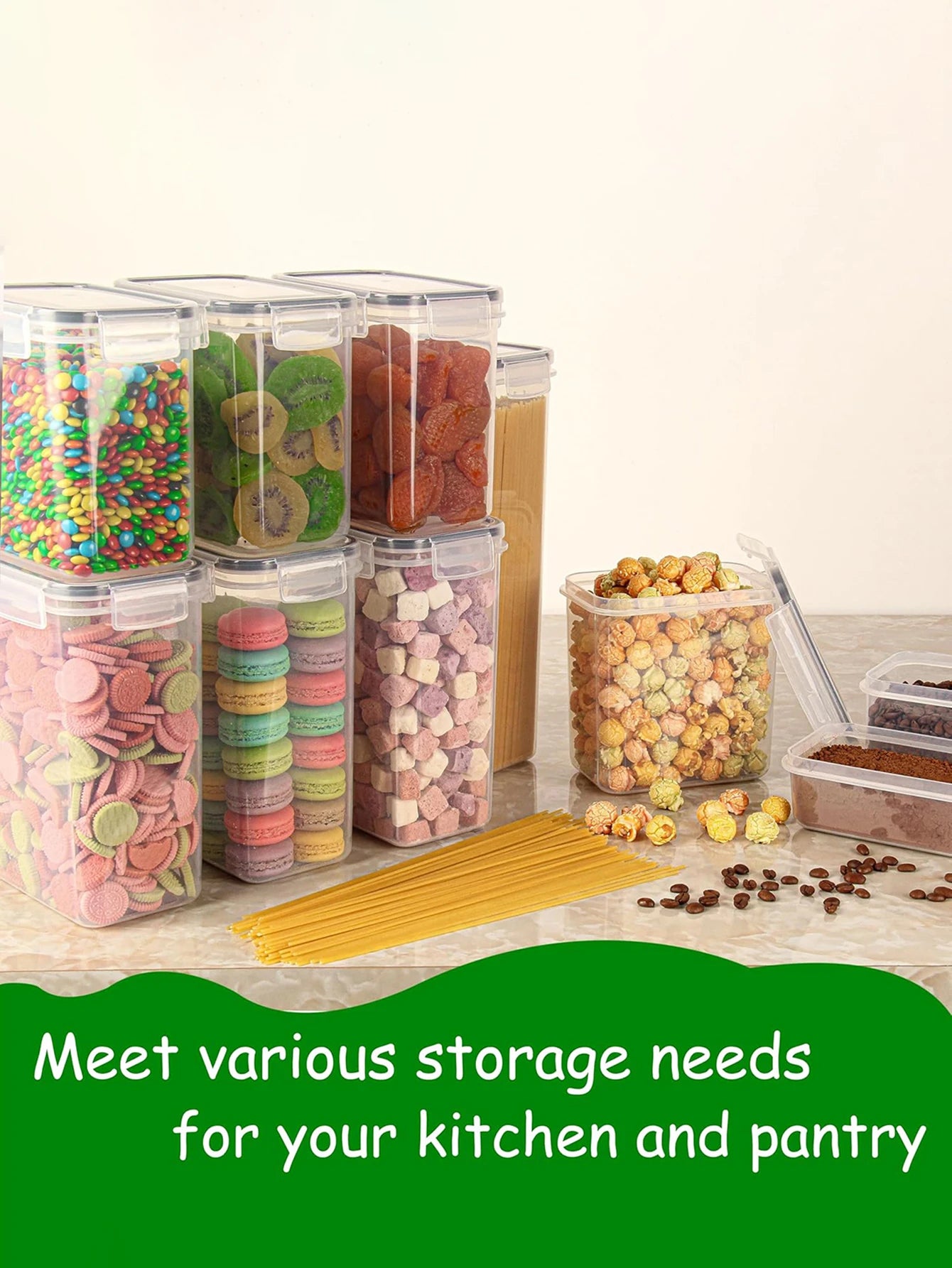 Moisture Proof Airtight Food Storage Containers Set Dishwasher Safe Labels