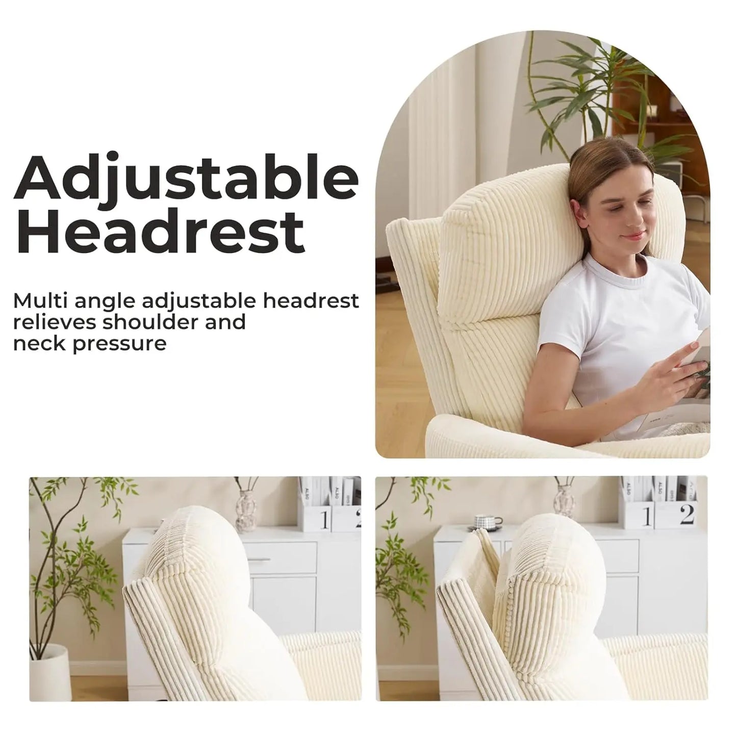 Swivel Rocker Recliner With Massage And Heat Adjustable Headrest