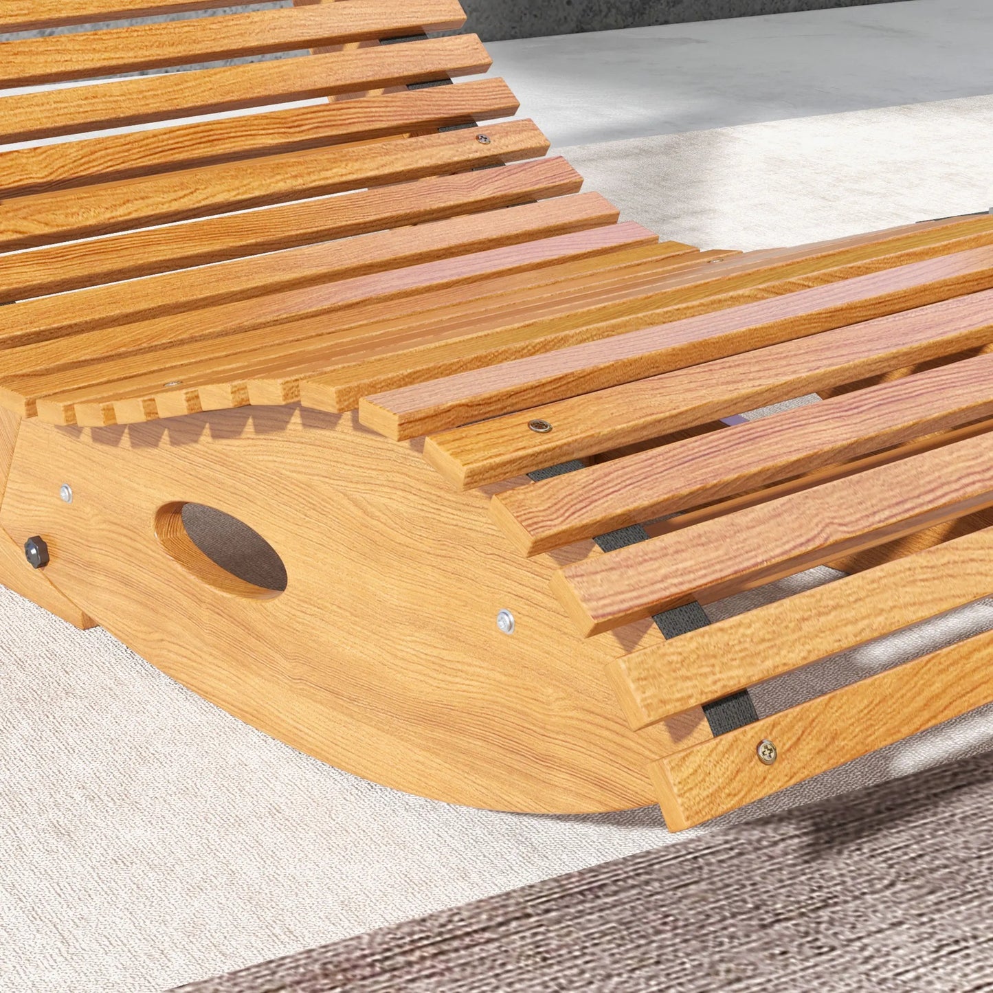 Outsunny Teak Outdoor Rocking Chair With Slatted Seat