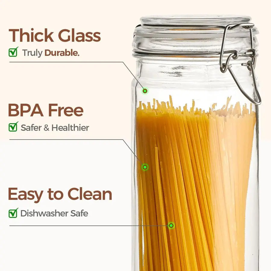 XMSJ Airtight Glass Jars Set With Lids For Food Storage