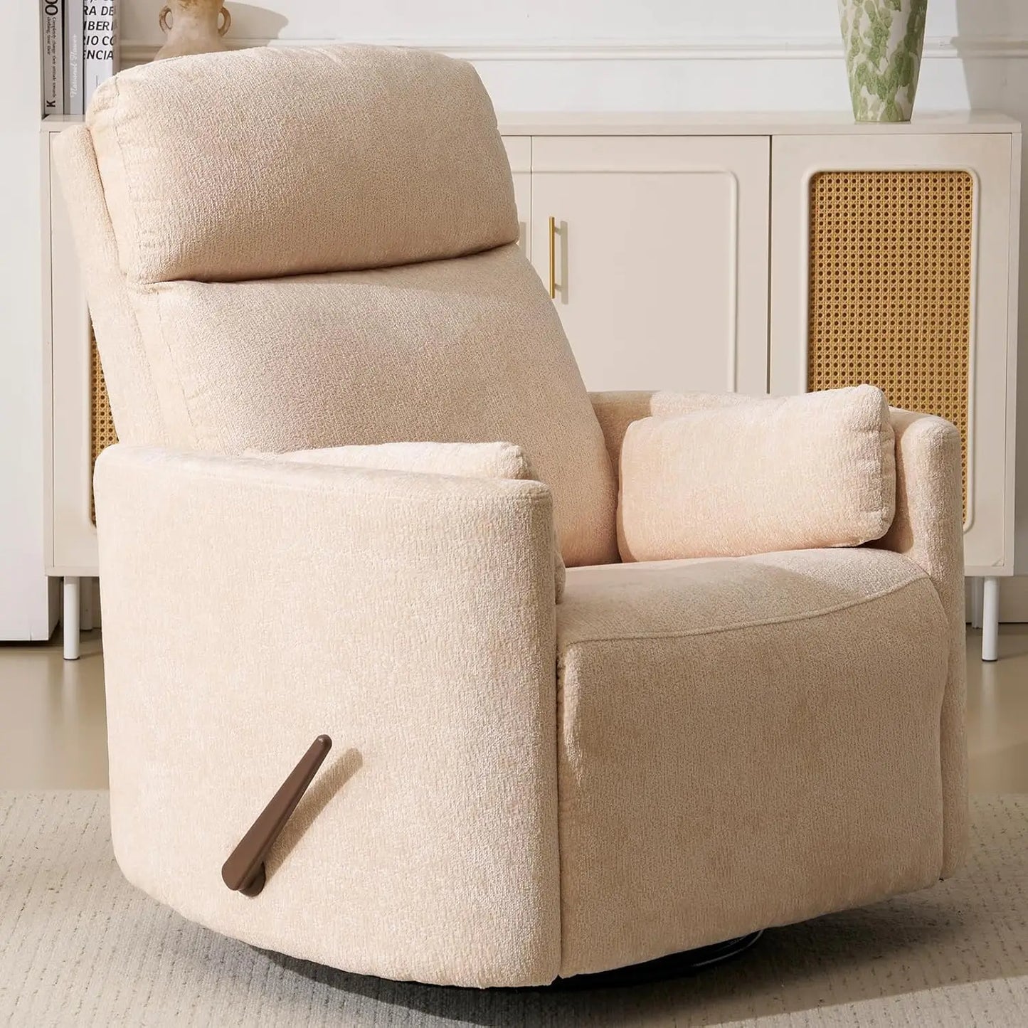 Swivel Rocker Recliner With Massage And Heat Adjustable Headrest