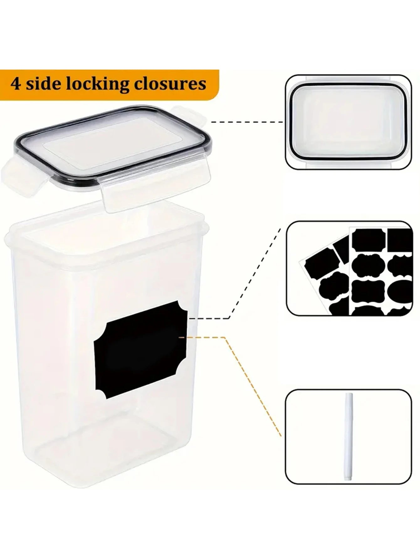Moisture Proof Airtight Food Storage Containers Set Dishwasher Safe Labels