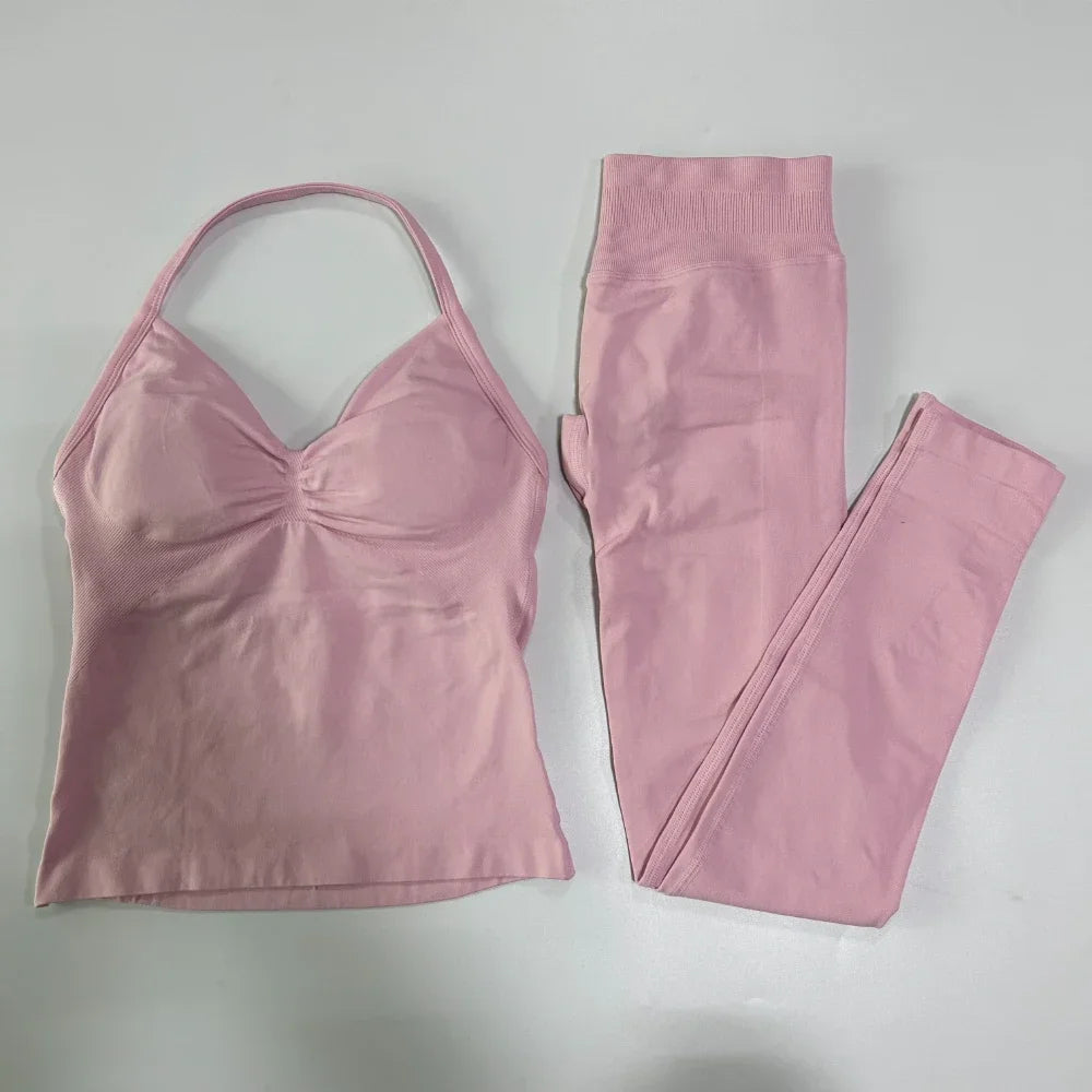 Seamless Gym Set for Women Tank Tops and High Waist Leggings