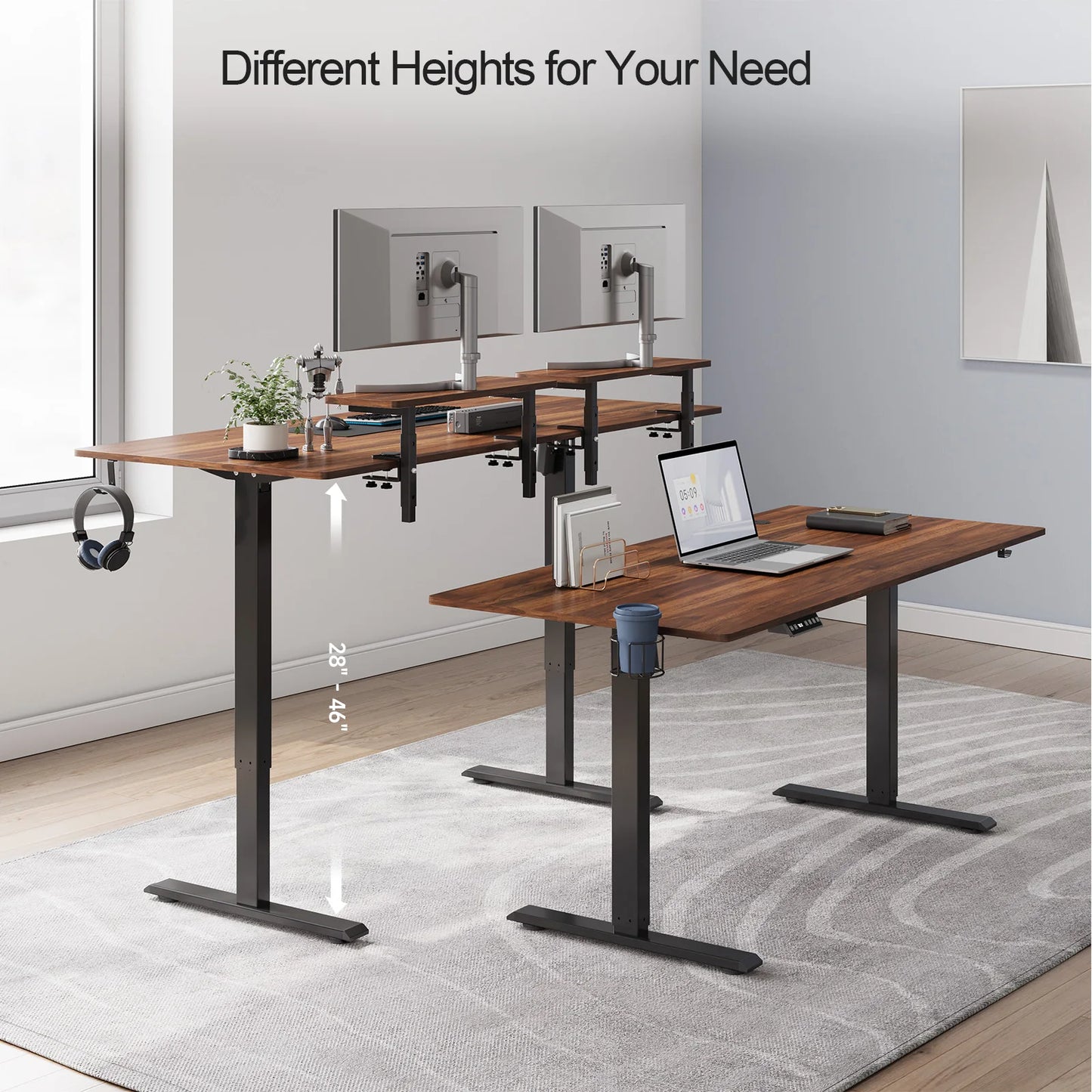 ONBRILL Electric Standing Desk With Memory Controller And Monitor Shelves