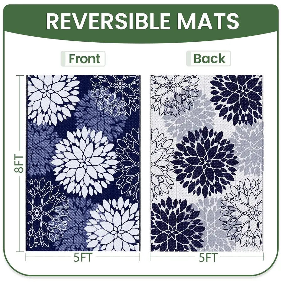 Outdoor Waterproof Plastic Straw Rug Reversible Patio Mat