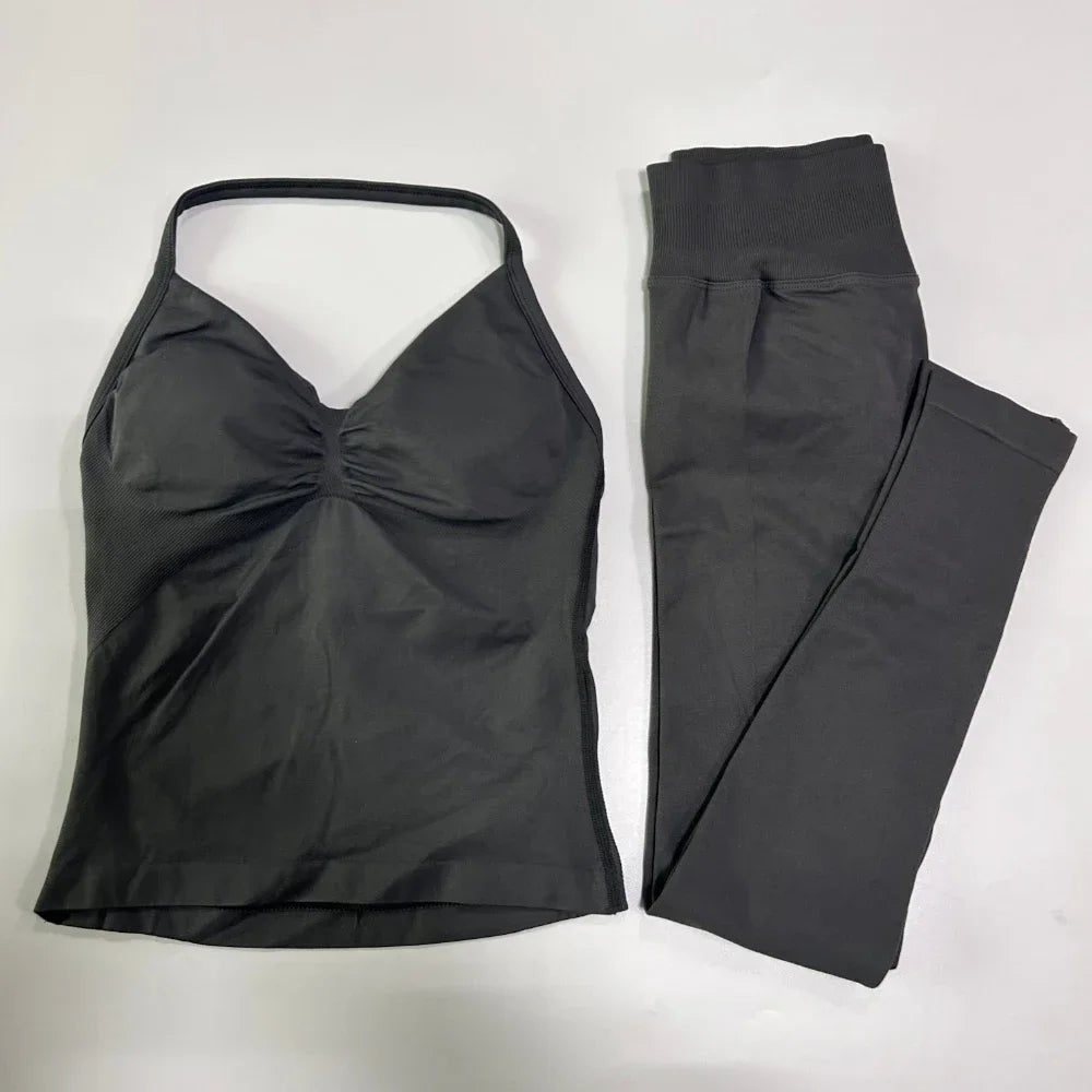 Seamless Gym Set for Women Tank Tops and High Waist Leggings