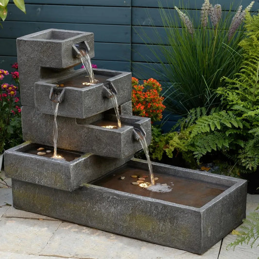 Tankana Tiered Water Fountain Outdoor Garden Cascade With LED